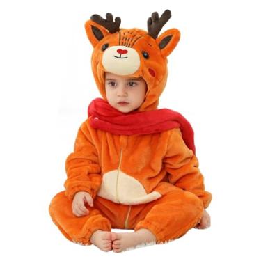Imagem de QIAONIUNIU Fantasia infantil de renas de Halloween para bebês de 6 a 12 meses