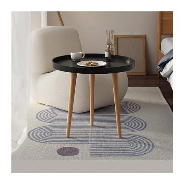 Imagem de Mesa de centro pequena mesa redonda moderna minimalista sala de estar varanda quarto simples montagem pequena mesa de centro mesa lateral mesa de canto (cor: 50 cm preto)