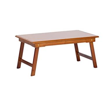 Imagem de Mesa de centro de design simples, mesa de café, mesa de chá dobrável de bambu natural, mesa de chá, mesa de escritório, mesa lateral pequena, usada para quarto, sala de estar, varanda, prateleira