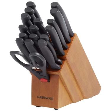 Imagem de Conjunto de Facas com Afiador Embutido e Bloco de Bancada 18 Peças, FARBERWARE 5102280, Preto