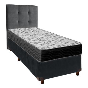 Imagem de Cama Box + Colchão Solteiro Ortobom D33 Iso100 + Cabeceira Estofada