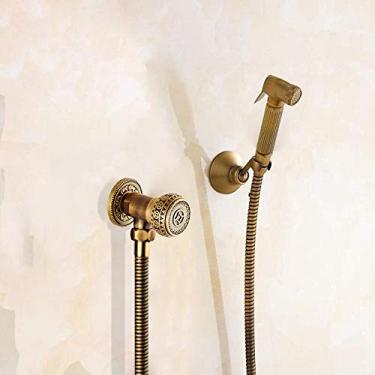 Imagem de RAUGAJ Torneiras, pulverizador de bidê portátil kit de banheiro ducha kit de chuveiro bronze antigo conjunto de válvula de cobre conjunto de torneira de bidê de jato/todo o conjunto