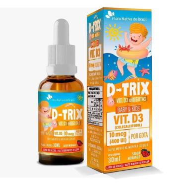 Imagem de D-trix Vitamina D3 para Crianças Em Gotas 30ml 10mcg Sabor Morango - Flora Nativa do Brasil-Unissex