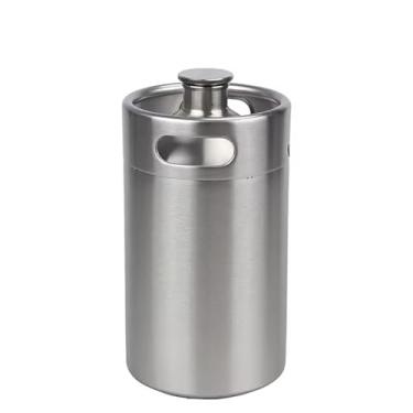 Imagem de Mini barril de cerveja prateado/preto, growler de cerveja de parede única, barril de cerveja artesanal de aço inoxidável 304, 2L/3,6L/5L(Silver,3.6L)