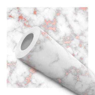 Imagem de Papel de Parede Adesivo Mármore Branco Rose Gold Moderno Quarto Sala d