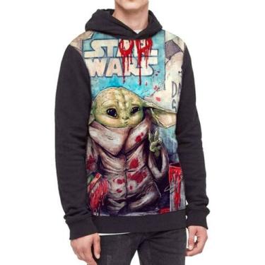 Imagem de Moletom Com Capuz Star Wars Baby Yoda Ref:739 - smoke, Preto, M