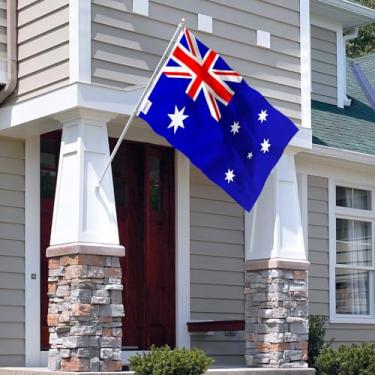 Imagem de Bandeira da Austrália Fly in Breeze 9,5 x 1,8 m - Cor vívida e à prova de desbotamento - Cabeçalho de lona e costura dupla - Poliéster com bandeiras nacionais australianas com ilhós de latão 7,5 x 1,5