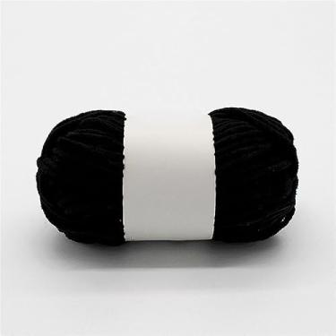 Imagem de Fio para artesanato - Veludo macio de peso médio, brinquedos de pelúcia/bolsas/cobertores (preto)