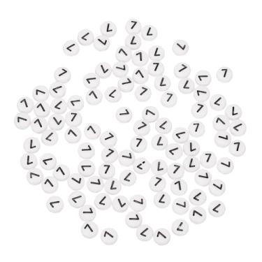 Imagem de Generic 100 contas de números de acrílico, 4 x 7 mm contas redondas brancas número 7 contas espaçadoras de plástico para fazer joias, pulseiras, colares, chaveiro