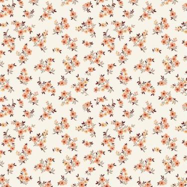 Imagem de Tecido Tricoline Mini Floral Sintonia Laranja - Peripan - 50 x 150 cm 