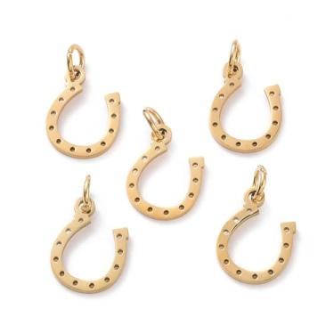 Imagem de Pingentes de ferradura de aço inoxidável 304 com pingente de ferradura ocidental Lucky Horseshoe para fabricação de joias, colar e pulseira (dourado)