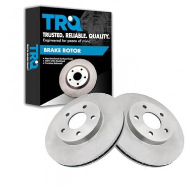 Imagem de TRQ Conjunto de par de rotores de freio a disco dianteiro compatível com Chevy Cobalt L4 2.2L / 2007-2009 Pontiac G5 Base Model