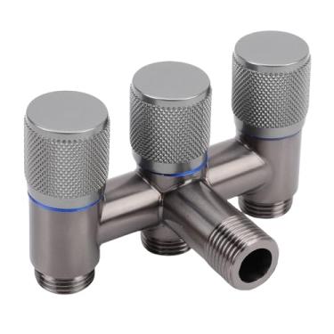 Imagem de Fafeicy 1 Em 3 Em 3 Torneira Divisor de Aço Inoxidável de Aço de 3 Vias Com G1/2 Fios Masculinos para a Pia da Cozinha do Banheiro (Gunmetal cinza)