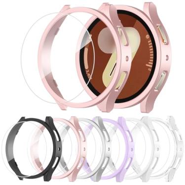 Imagem de DNNBAO [Pacote com 6+6 para Samsung Galaxy Watch 7 Capa protetora de tela de 44 mm, película de vidro temperado HD antiembaçamento e capa de policarbonato rígido à prova d'água para Galaxy Watch7 de