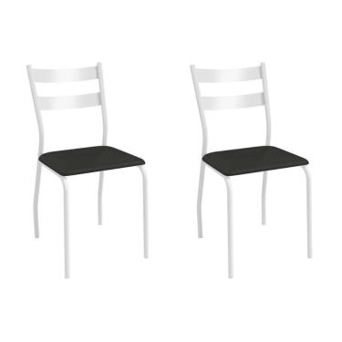 Imagem de Cadeira De Cozinha Bali 2c141br Aço Kit 2 Un Branco-corano Preto - Kappesberg