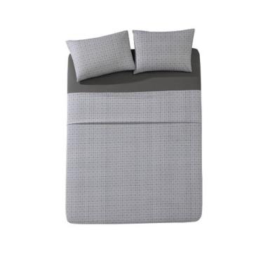 Imagem de Jogo de Cama Casal Döhler 150 Fios Algodão 4 Peças, Cinza