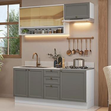 Imagem de Armário De Cozinha Completa 180 Cm Branco-cinza Vik Madesa 05 Branco-cinza