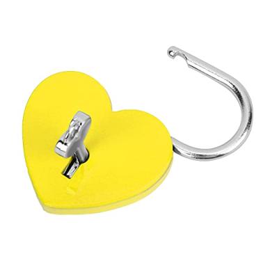 Imagem de Mini cadeado de coração, 4,6 x 5,8 cm em forma de coração com chave para caixa de joias, diário, livro, bolsa, caixa de armazenamento de bagagem, mala (amarelo)