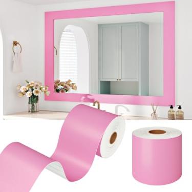 Imagem de WESTICK Papel de parede rosa com borda Peel and Stick Papel de parede rosa 10 cm x 406 cm