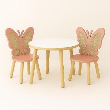 Imagem de Mesa com 2 cadeiras borboleta em MDF e talagarça - Store Kids