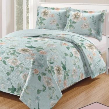 Imagem de Kit Cobre Leito Colcha Daily Casal 3 Peças Dupla Face Estampado Floral - Floral 23 - 100% Poliéster
