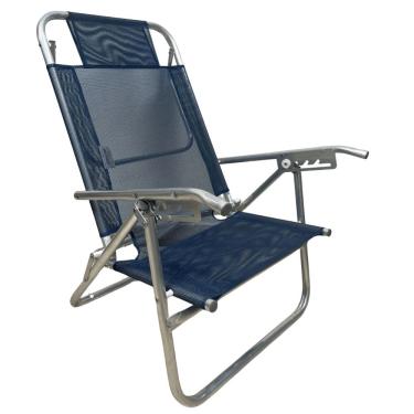 Imagem de Cadeira De Praia Conforto Oversize Reclinavel 140kg Ronchetti Azul Marinho