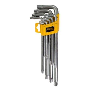 Imagem de Jogo De Chave Torx Com Guia 9 Peças Longo - Dtools T10/t15/t20/t27/t30/t40/t45/t50
