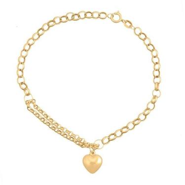 Imagem de Pulseira Feminina Portuguesa Coração De Ouro 18k - DR Joias