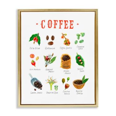 Imagem de Stupell Industries Arte de parede em tela flutuante com moldura preta Coffee Beans Origins, design de Angela Steahling, 78 x 63 cm