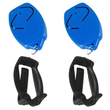 Imagem de 2 Controle Remoto 2 Canais Azul Motor Portão Rossi + 2 Presilha Clip F