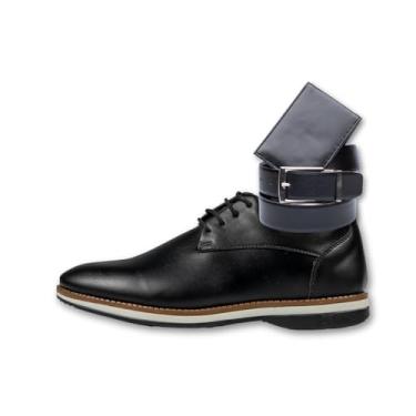Imagem de Denver Oxford Social Masculino, Sapato Brogue em Couro, Preto e Marrom, com Cinto e Carteira, Estilo Clássico Confortável (Preto, BR, Adulto, Numérico, 40)