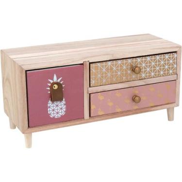 Imagem de CAIXA ORGANIZADORA 15x31x12cm MADEIRA ROSA COM GAVETA PENÉLOPE - HOMEC