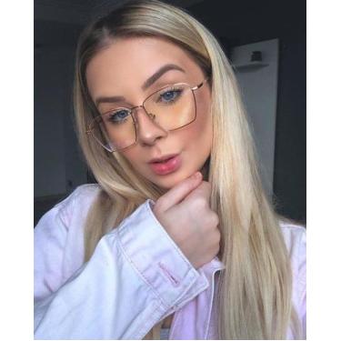 Imagem de Armação De Óculos Para Grau Feminina Quadrada  Iara Metal Dourada - Pa