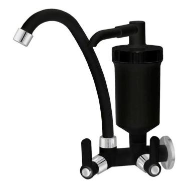 Imagem de Torneira Com Filtro Parede Slim 1/4 De Volta - Preta - Preto