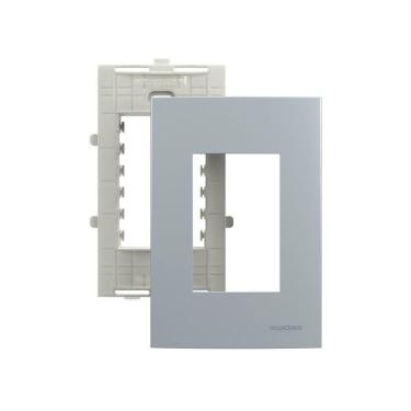 Imagem de Placa Com Suporte Margirius Sleek Colors 4x2 Para 3 Módulos Horizontais Cinza