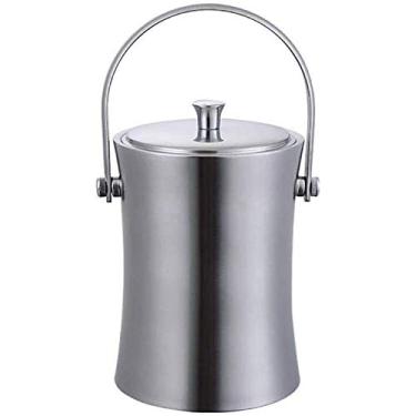 Imagem de Balde de gelo de aço inoxidável por - Balde de gelo portátil de parede dupla com balde de hotel/champanhe