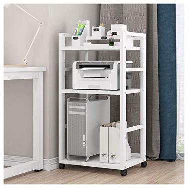 Imagem de Suportes de impressora Suporte de impressora de mesa multicamadas estantes de chassi de mesa móveis impressão copiadora rack tudo em um como prateleira de armazenamento, prateleira de livros