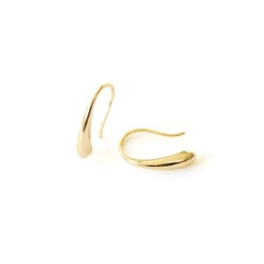 Imagem de Noelmarket Brincos de gancho minimalistas banhados a ouro 14K para mulheres - Design moderno em gota, joia leve para uso diário, hipoalergênicos, Prata esterlina, Sem pedra preciosa
