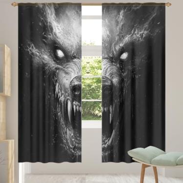 Imagem de 2 conjuntos de painéis cortinas translúcidas animais lobo cinza cortinas transparentes arejadas com filtro leve painéis de cortina para porta janela para sala de estar, quarto, jantar, 84 polegadas de