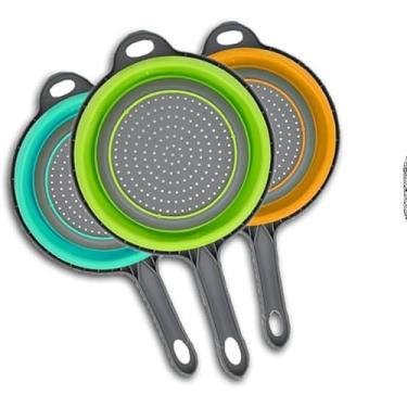 Imagem de Escorredor de Silicone Dobrável para Alimentos, Plástico ABS, 3x24x43cm, Multicolorido, Ideal para Macarrão e Legumes