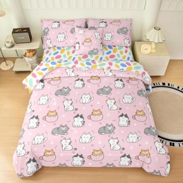 Imagem de Bodhi Jogo de cama solteiro para meninas, gatos, microfibra supermacia, todas as estações, edredom solteiro