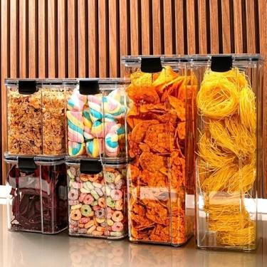 Imagem de Monte seu Kit Pote Hermético para Mantimentos de Cozinha Dispensa Armário Plástico (Kit 8-6 Potes Grande)