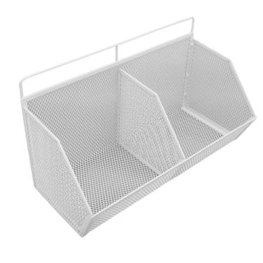 Imagem de KUIDAMOS Cesta de Cozinha Suspensa Adesiva, Sem Broca, Montagem na Parede, Armazenamento de Arame, Moldura Pequena para Despensa de Alimentos, 2 Grades para Cozinha, Banheiro, Lavanderia, Metal 25,5