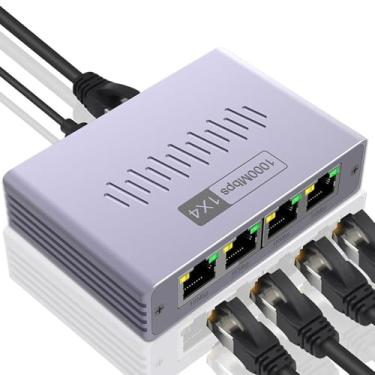 Imagem de Divisor de cabo Ethernet – Divisor WiFi 1 em 4 saídas, transmissão de dados de 1000 Mbps Plug-and-Play, suprimentos de roteador para casa, sala de estar, dormitório, sala de reuniões