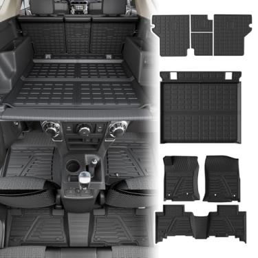 Imagem de Rongtaod Fit 2013-2023 Toyota 4Runner Tapetes de porta-malas tapete de carga forro de carga protetor de capa de assento traseiro para todos os climas 2022 4 acessórios de corredor (conjunto de 8 tapetes, ajuste sem bandeja deslizante)