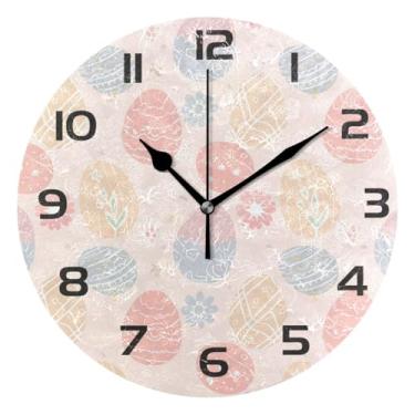 Imagem de GakkiGii Easter Eggs Relógio de parede silencioso sem tique-taque, relógio moderno operado por bateria para escritório em casa, cozinha, quarto - fácil de ler