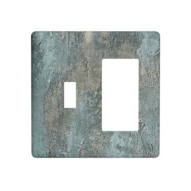 Imagem de Nadoabtm Capas de tomada texturizadas azul bege estilo industrial 1 interruptor 1 interruptor de luz conjunto de interruptor de luz placa de interruptor elétrico placas decorativas para sala de estar