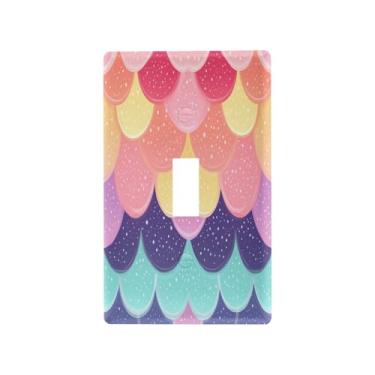 Imagem de Blueangle Capa para placa de parede para interruptor de luz - Capa decorativa para interruptor de luz padrão de escamas de sereia, tamanho 1 - gangue 4,53 x 2,76 polegadas (56)