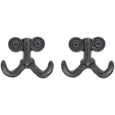 Imagem de RIXIGOOD Ganchos de parede rústicos para bigode de ferro fundido – Ganchos decorativos resistentes para pendurar na parede, bolsa de roupas, chapéu, chave de toalha, decoração vintage de casa de