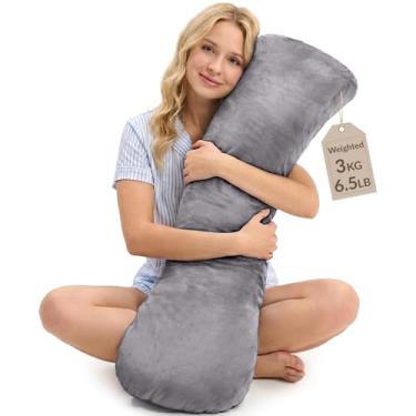 Imagem de Travesseiro pesado para adultos 2,9 kg | Durma melhor e sinta-se calmo | Travesseiro corporal pesado para alívio do estresse | Conforto para todas as estações | Travesseiros para dormir abraçados para